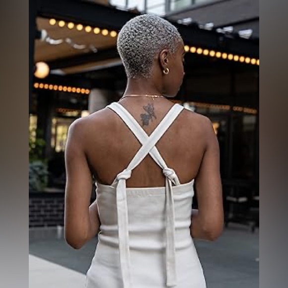 NWT The Drop Women's Whisper White Strappy Rib Midi Dress by @signedblake - Picture 3 of 3